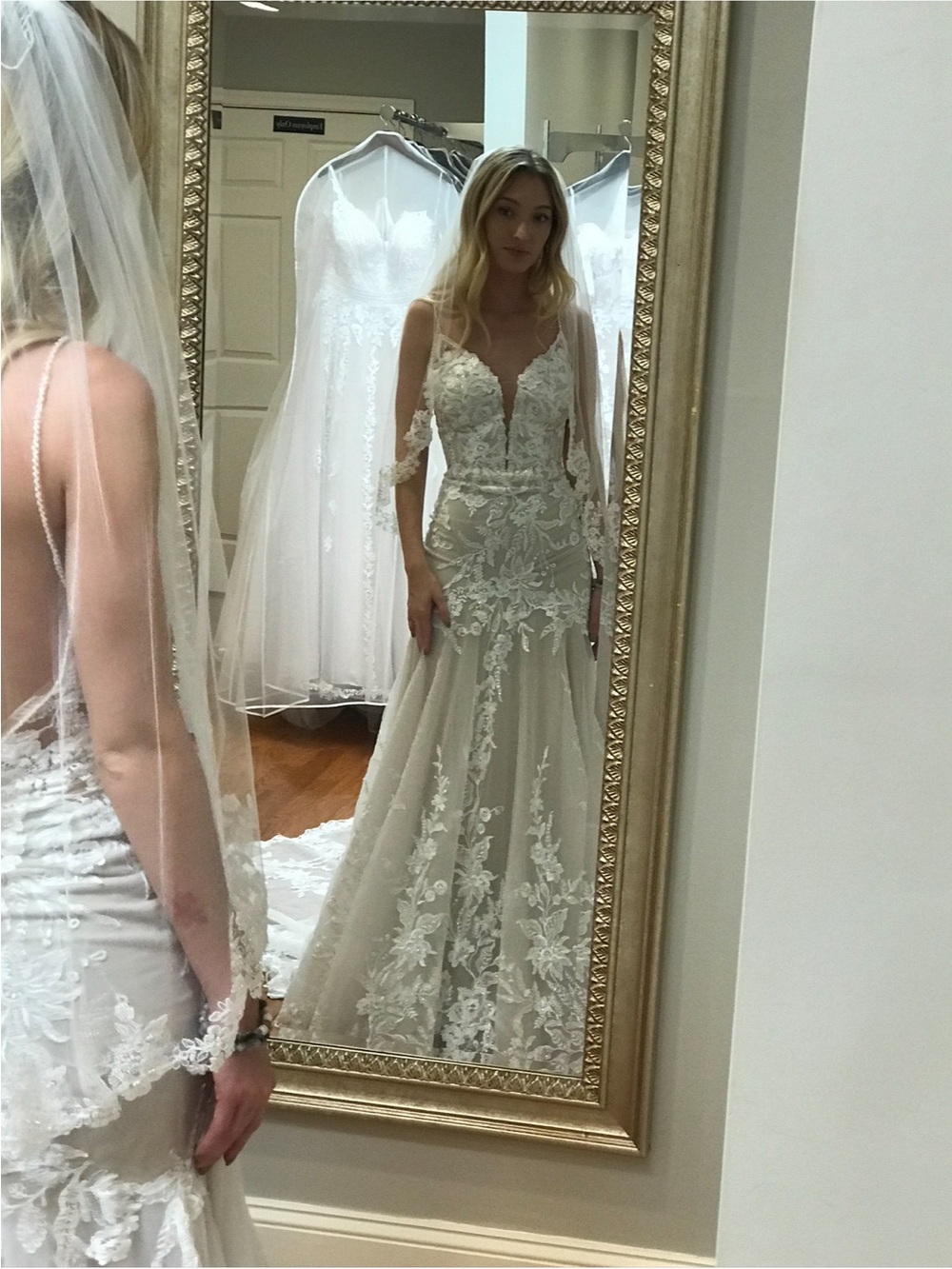 Embroidered Lace Mermaid Wedding Dress - Ivory